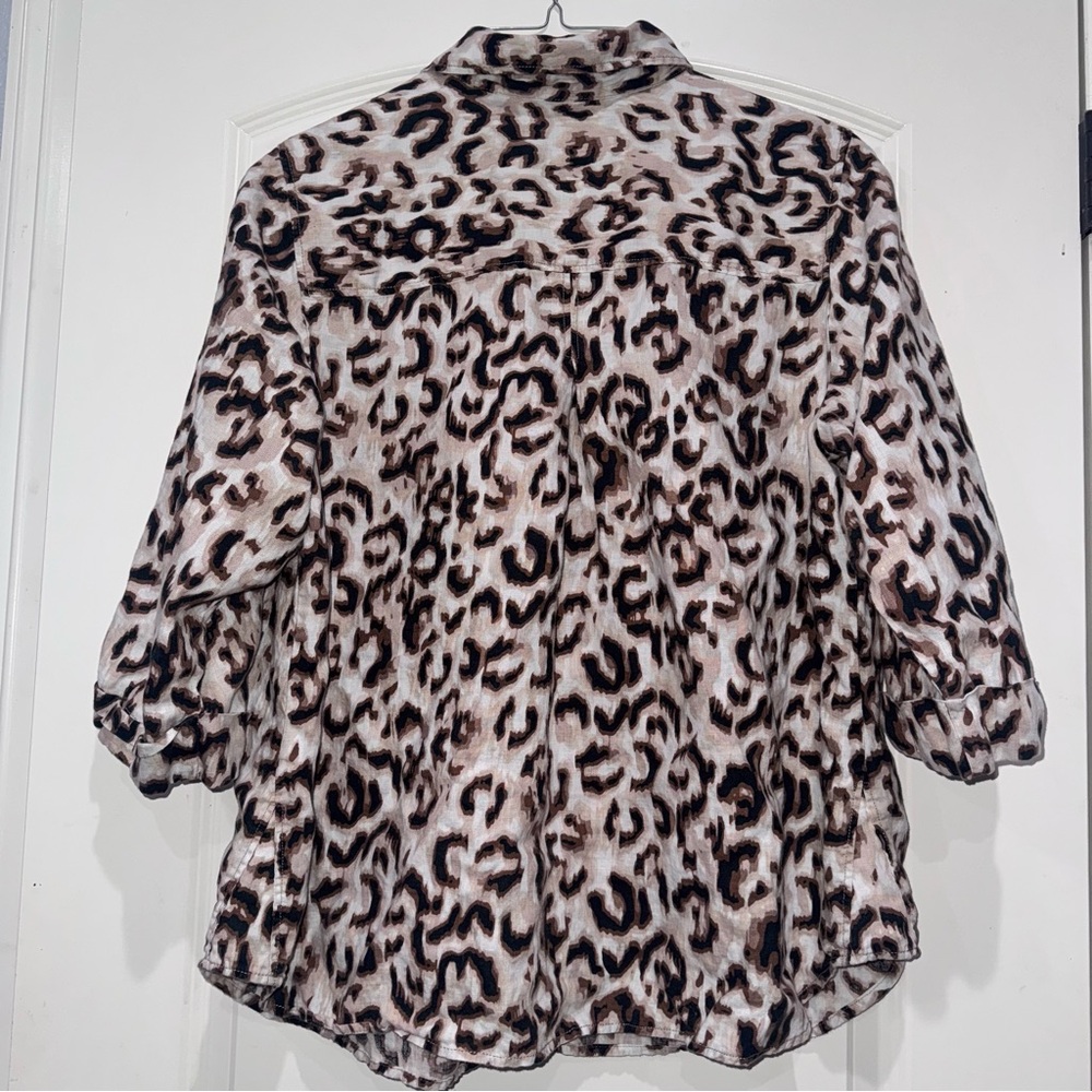 Ruby Rd. Animal Print Linen Blouse 1X - Picture 9 of 9